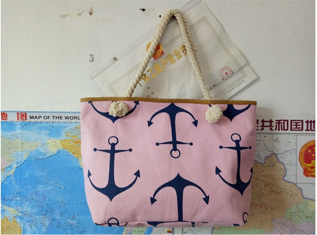 Anchor Canvas Tote Beach Bag