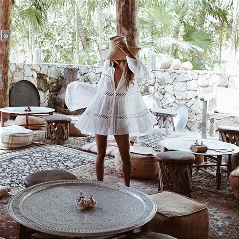 White Peek a Boo Bikini Coverup